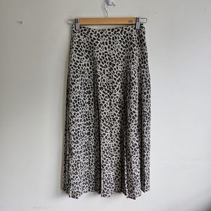 Vintage 80s/90s Cheetah Pattern Pleated A Line Midi Skirt Tan Black Women's Sz 4